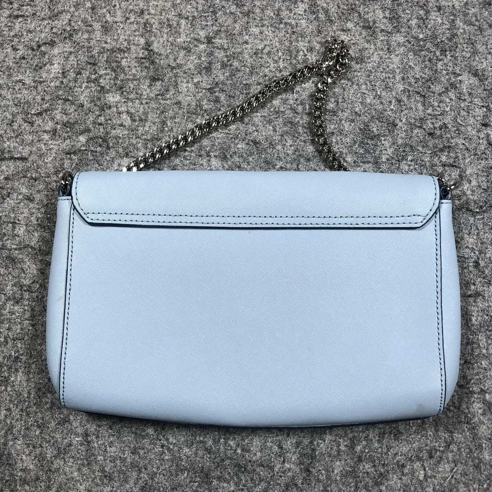 Kate Spade Crossbody Bag Womens Small Light Blue Leather Chain Strap Purse